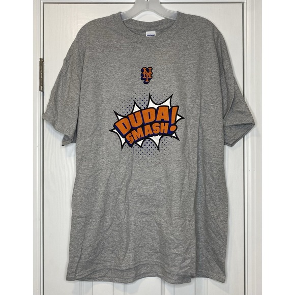 MLB New York Mets Lucas‎ Duda "Duda Smash" Graphic T Shirt Grey Size XL New - Picture 1 of 4
